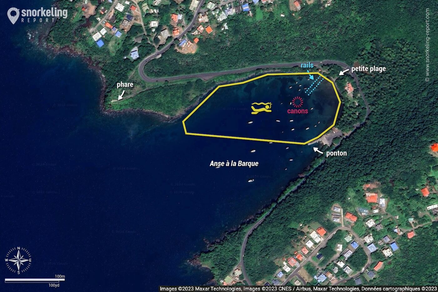 Carte snorkeling à l'Anse à la Barque, Bouillante