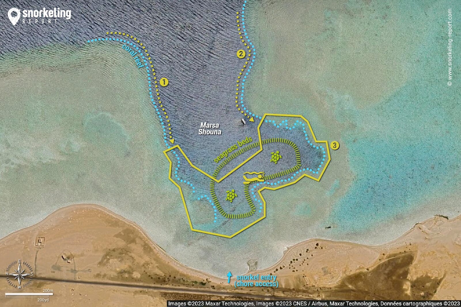 Marsa Shouna Snorkeling Map