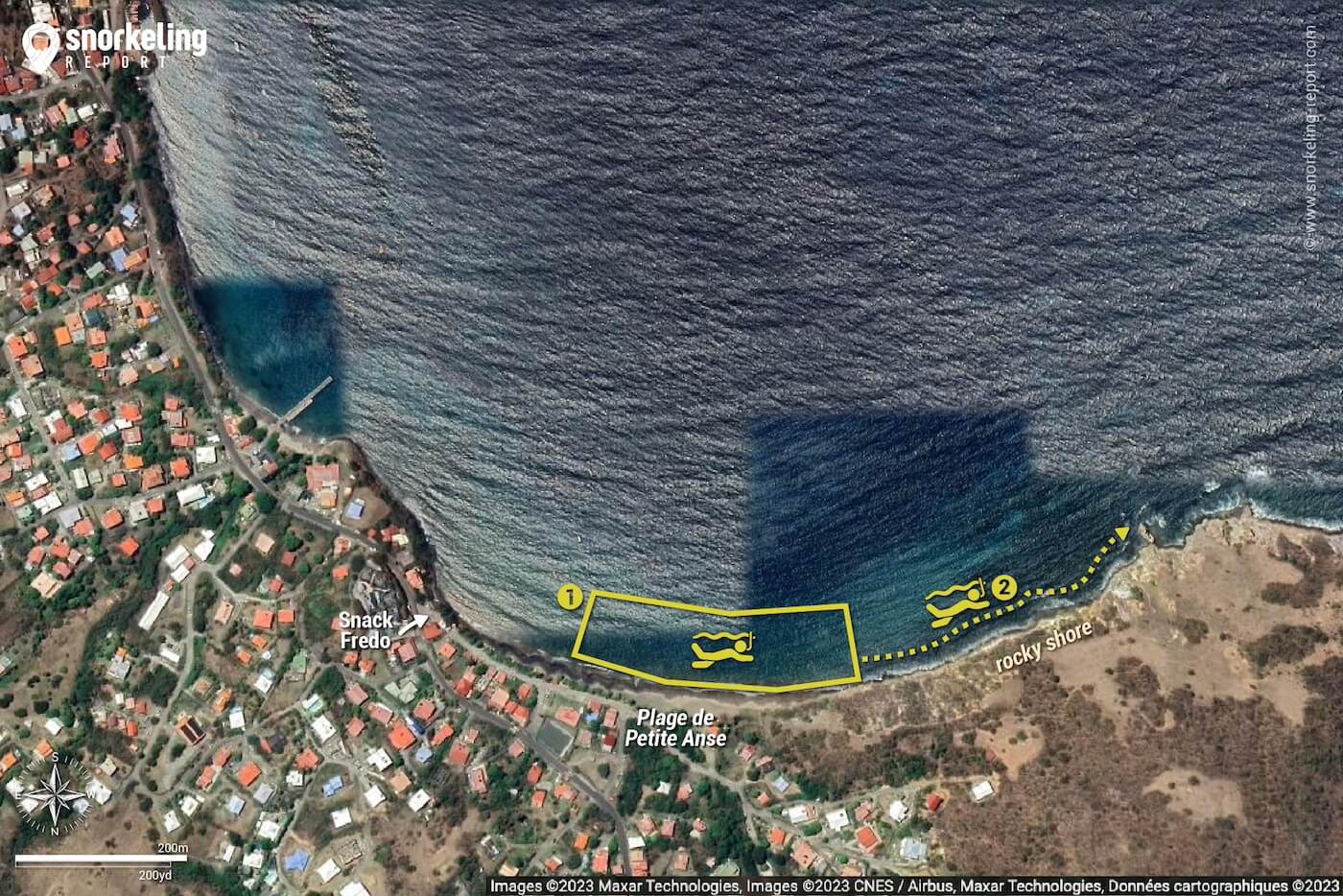 Petite Anse snorkeling map.