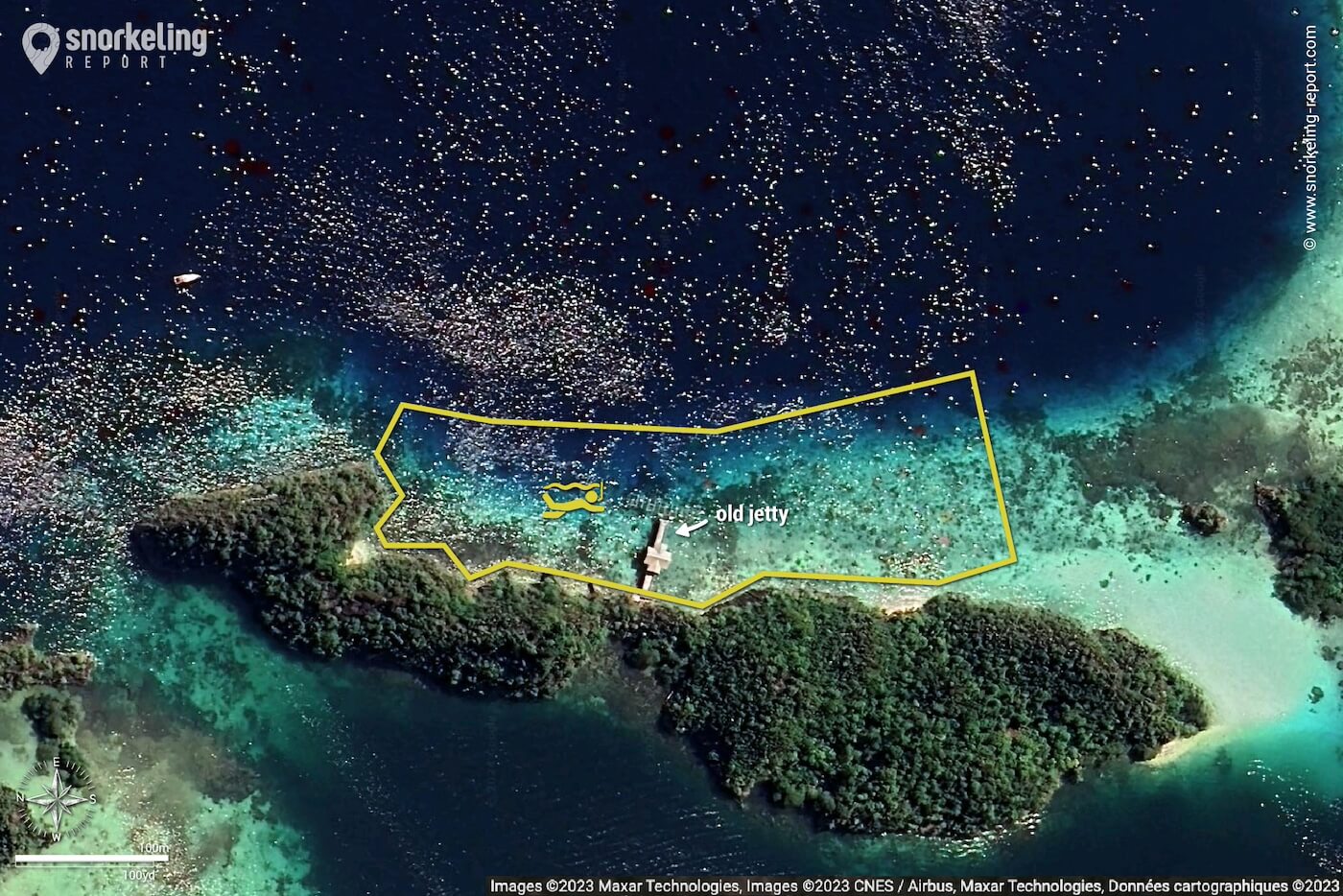 Piaynemo Jetty Raja Ampat snorkeling map