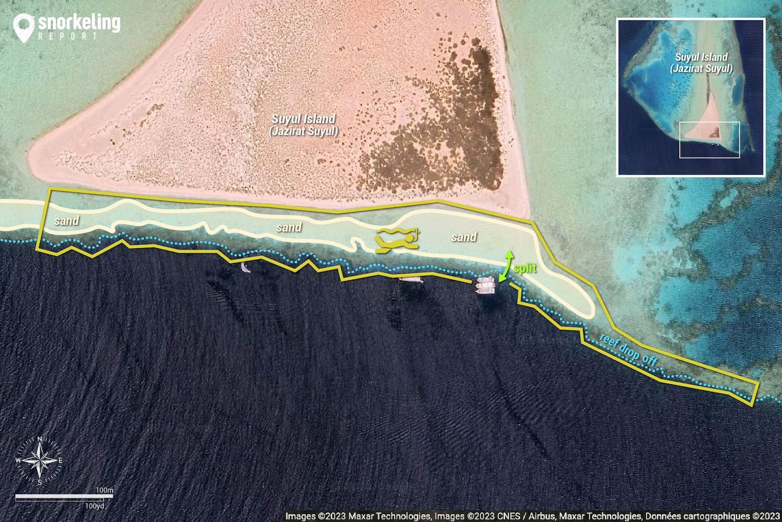 Suyul Island snorkeling map, Hamata