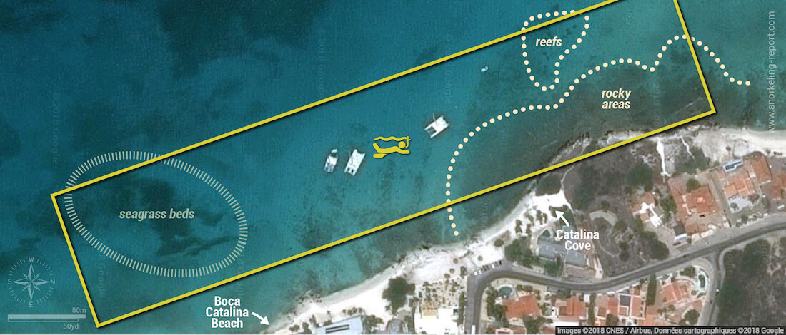 Boca Catalina Aruba Snorkeling Map 