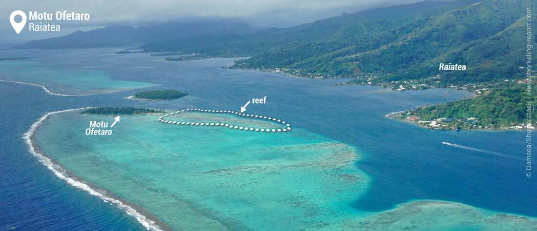Aerial view of Motu Ofetaro - Snorkeling in Raiatea