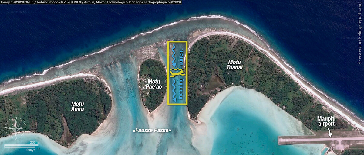 Fausse Passe de Maupiti snorkeling map
