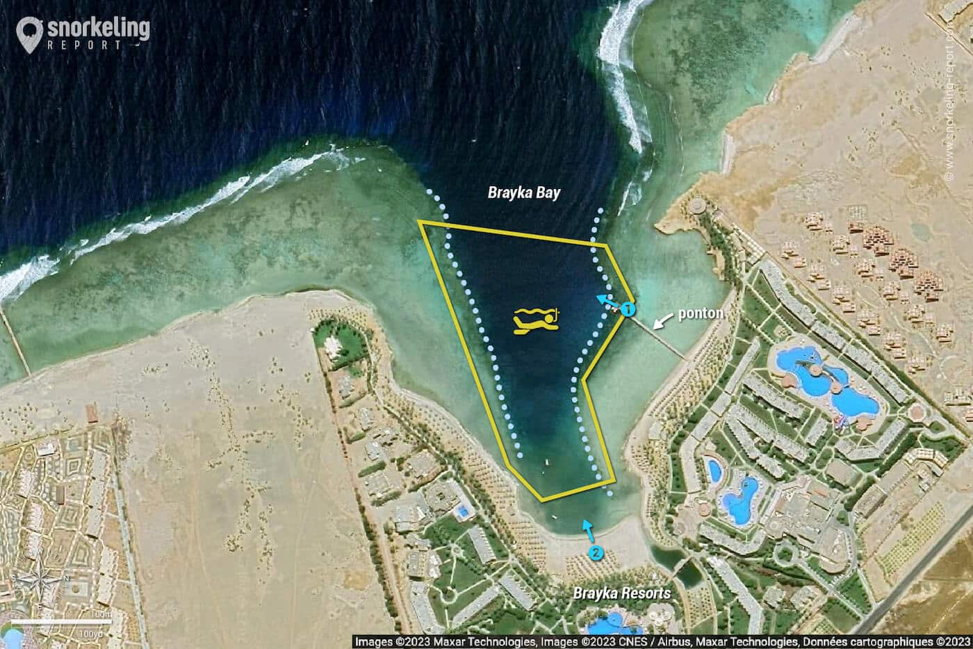 Carte snorkeling à Brayka Bay
