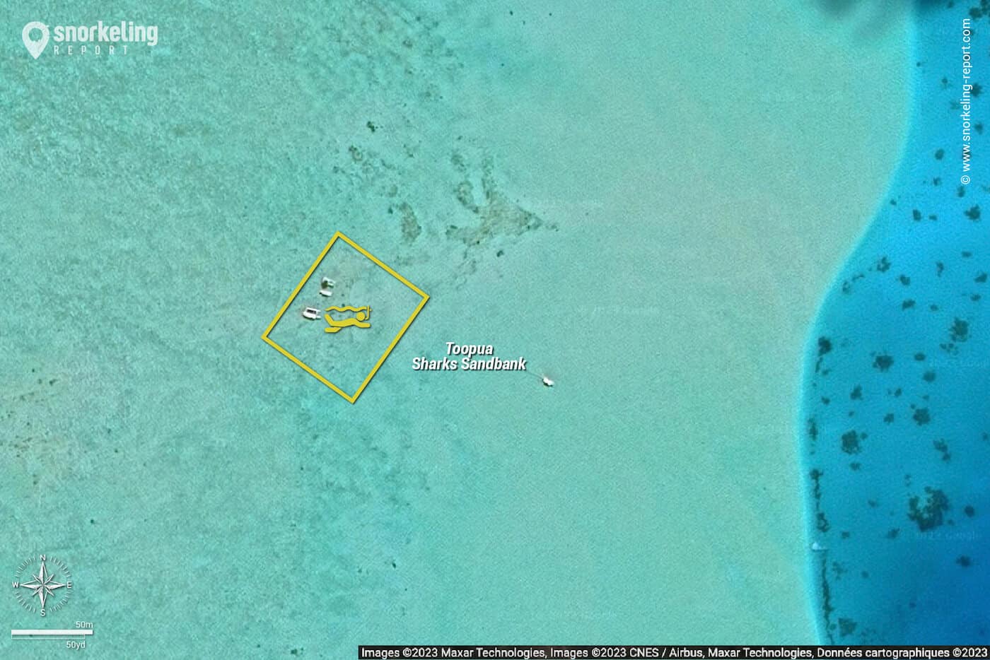 Toopua Sharks Sandbank snorkeling map