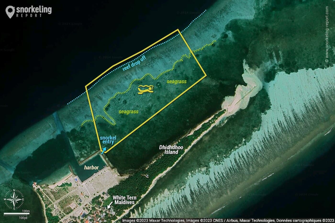 Dhidhdhoo Island snorkeling map