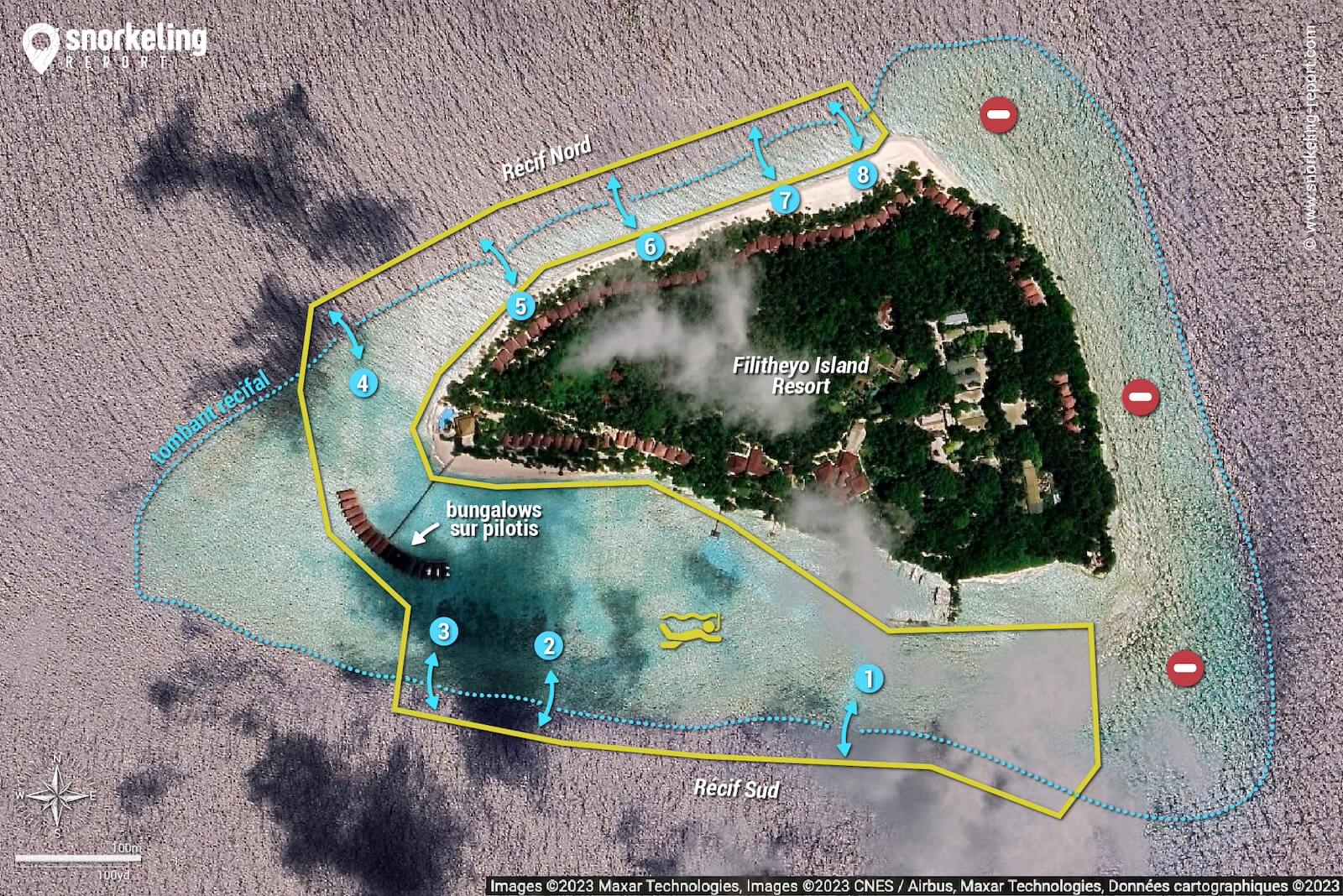 Carte snorkeling à Filitheyo, Maldives