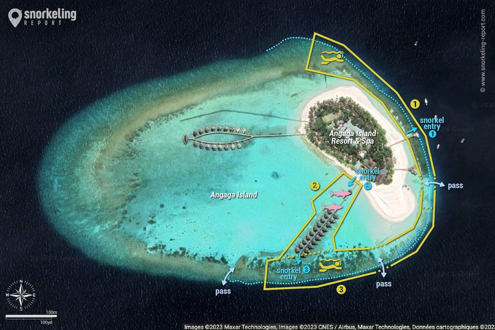 Angaga Island snorkeling map